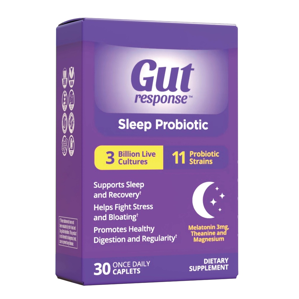 Probiótico de sueño para hombres &amp; mujeres, disminuye el envejecimiento digestivo, apoya el sueño y la recuperación, promueve el gorro saludable, vegano, libre de gluten &amp; Soy Gratis, 3 millones de CFU, 30 cápsulas