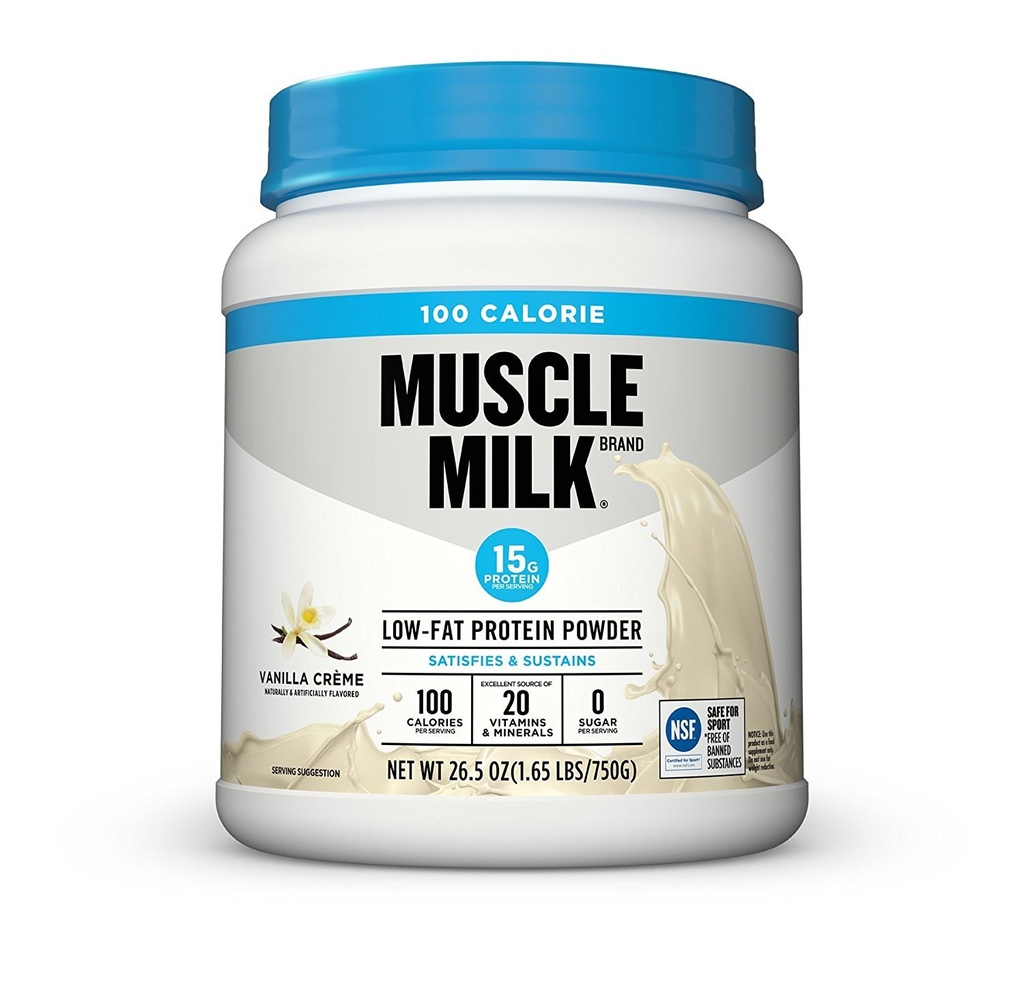 Muscle Milk ZERO, 100 Calorie Protein Powder, Vanilla, 15g Protein, 1,65 libras, 25 obras