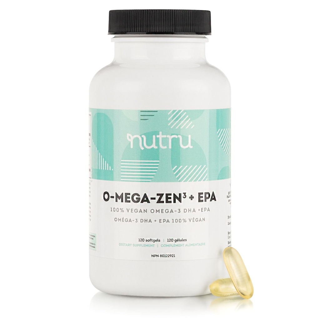 O-Mega-Zen3 +EPA Vegan Omega 3 Suplemento - Fish Oil Alternative - Premium Marine Algal Based Omega-3 DHA y EPA Fatty Acids - Carrageenan Free - 120 Softgels
