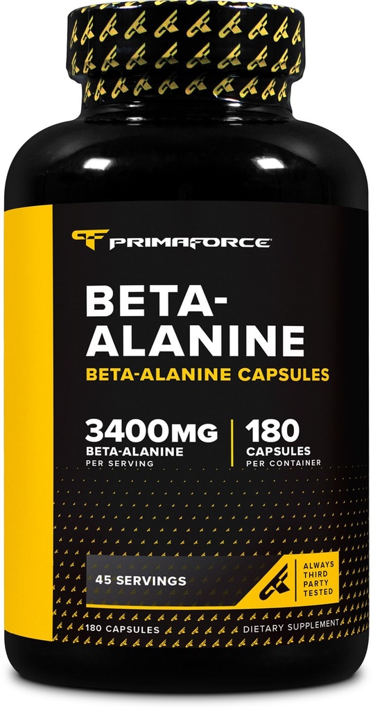 Primaforce Beta Alanine Capsules 3,400mg, 180 cápsulas (45 piezas) - Potent Beta-Alanine Supplement