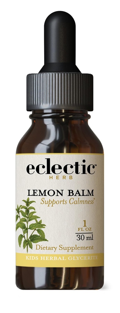Eclectic Institute Kids Herbs Lemon Balm, Lemon Flavor tóxico Calming y Nervous System Support Silencio 1 fl oz (30 ml)