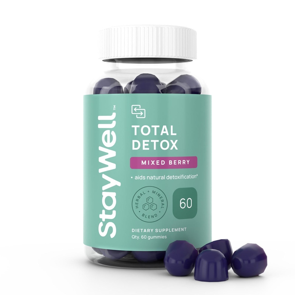 Detox total, Detox de metal pesado para adultos- Zeolite, Clorella, Cardo de leche, Shilajit &amp; Iodine, Toxin Cleanse, Decalcificación de pinos, Fluoride Cleanse, Heavy Metal Cleanse, 60 Gummies de Berry mixtas