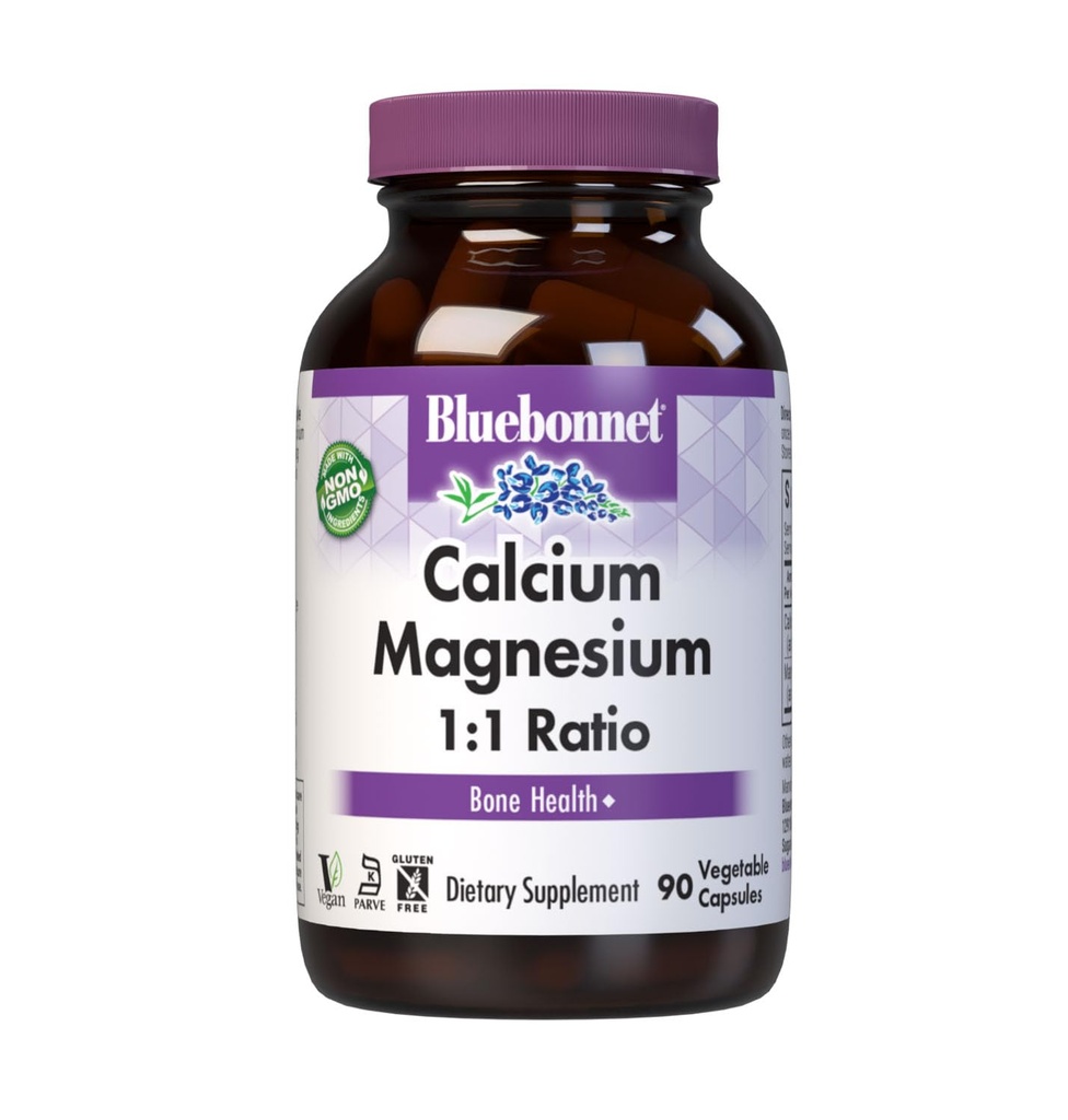 BlueBonnet Calcio Magnesio 1:1 Ratio Vegetarian Capsules, 90 Conde
