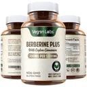 Laboratorios Veganos Berberine HCL 1200MG con Ceillón Orgánico Cinnamon- 180 Capsules Vegan- Apoya Sistema Global de Salud e Inmune