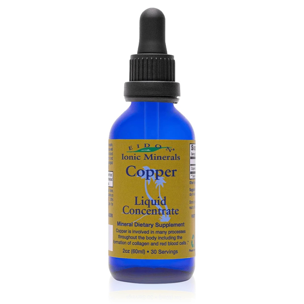 Eidon Ionic Minerals Copper - Suplemento de cobre, Concentrado líquido, Suplemento dietético mineral para la célula de sangre roja Apoyo &amp; Esquí sano - 2 Unce Bottle
