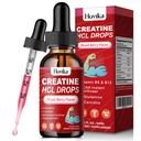 Cretina HCL gotas líquidas para hombres " mujeres " , Hidrocloruro de Creatina con L-Carnitina, L-Glutamina, BCAA, Vitamina B12 " B6 para el crecimiento muscular " Végan, sabor de sabor mixto de Berry, 2 Fl Oz