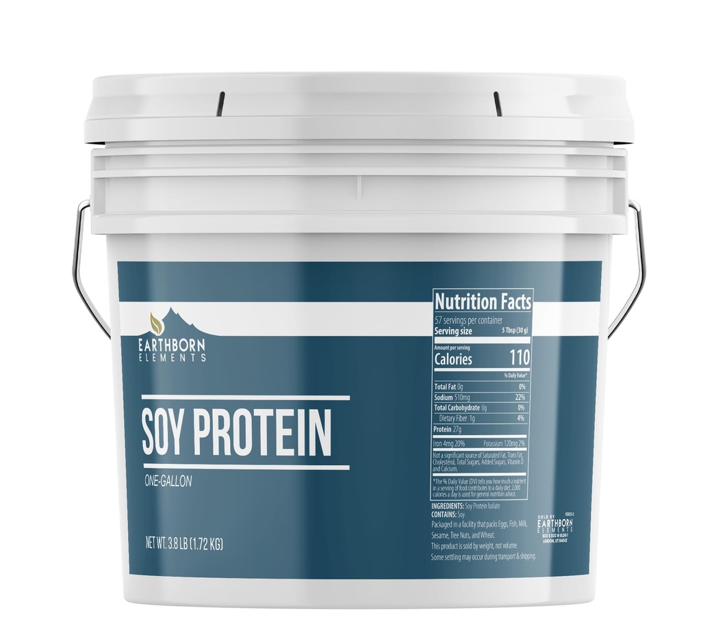 Elementos terrestres Soy Protein Powder 1 Gallon Bucket, Siempre Puro, Smoothies & Shakes (60.8 Ounces)