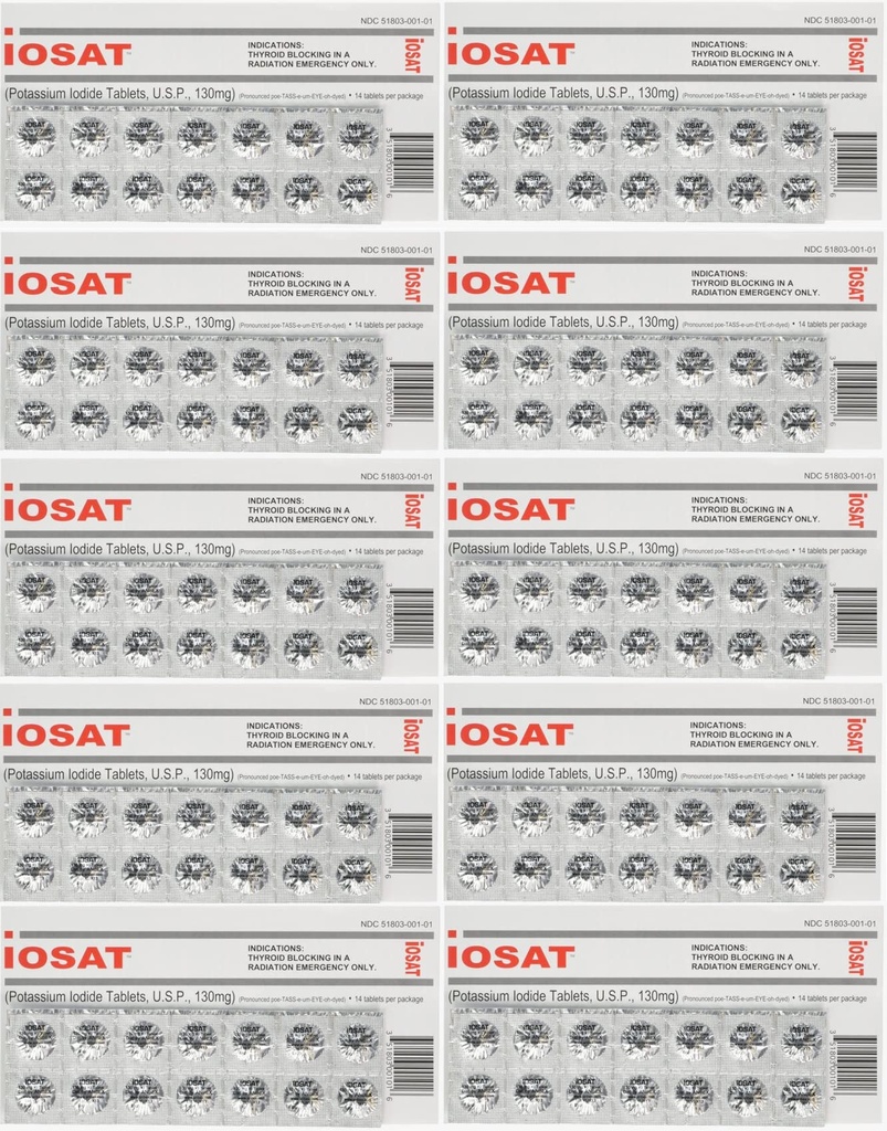 Potasio Iodide Tablets, 130 mg (14 Tabletas cada uno) - 10 packs