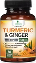 Curcumin Turmeric Suplemento 2600mg - con Ginger orgánico &amp; Turmeric, BioPerine Black Pepper Extracto 95% Curcuminoides - Avanzado Absorción Conjunta " Antioxidante Extra Strength Support - 60 cápsulas