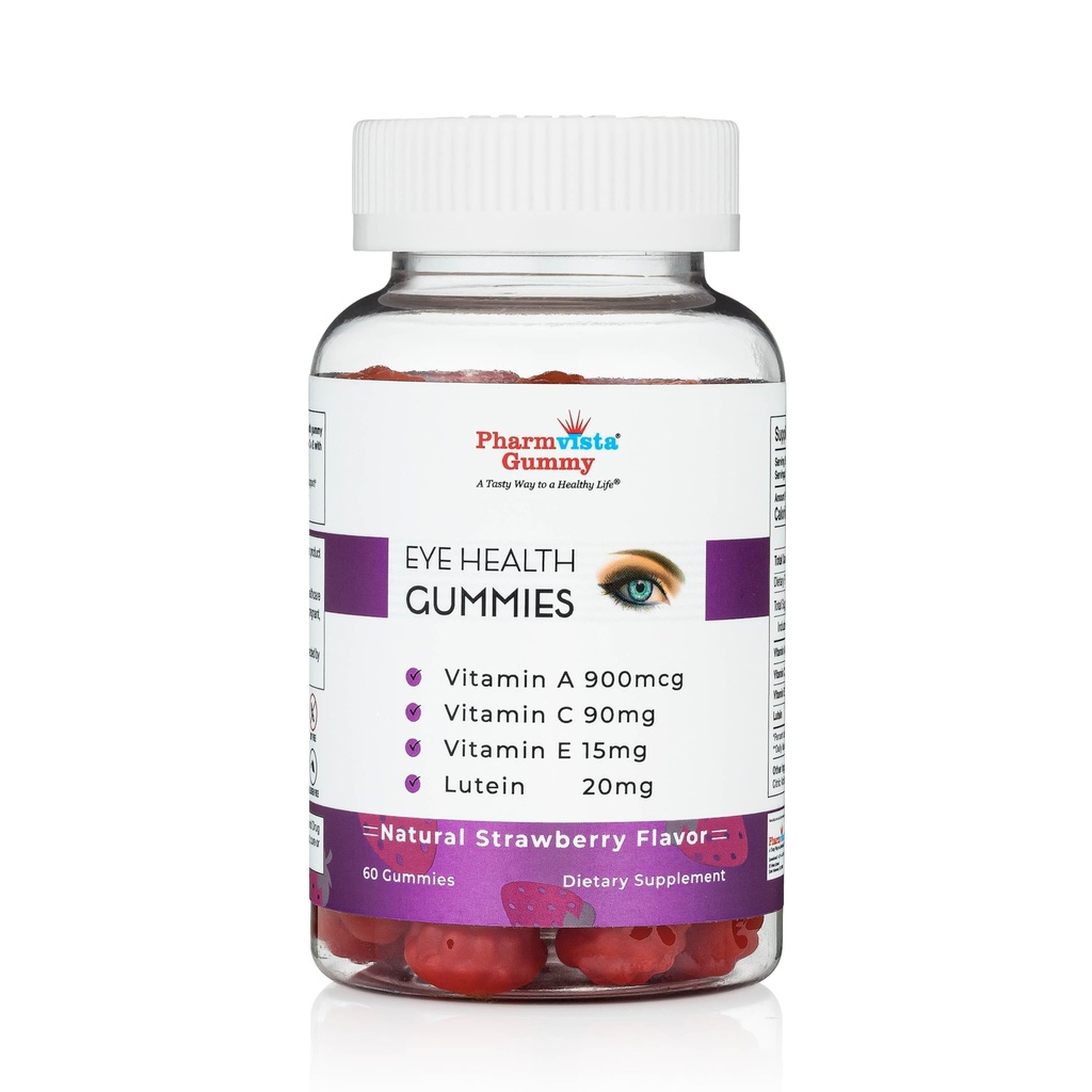 Apoyo a la salud del ojo Gummy - Vitamina A + C + E + Lutein - Gluten Free, Vegan Friendly Suplemento - 60 Cuenta