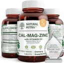 Natural Nutra Calcio Magnesio Zinc (Cal-Mag Zinc) Suplemento con vitamina D3 para la fuerza ósea, ayuda a mejorar la digestión, la salud Gluten libre y el azúcar libre, esencial complejo mineral (100 cuenta)