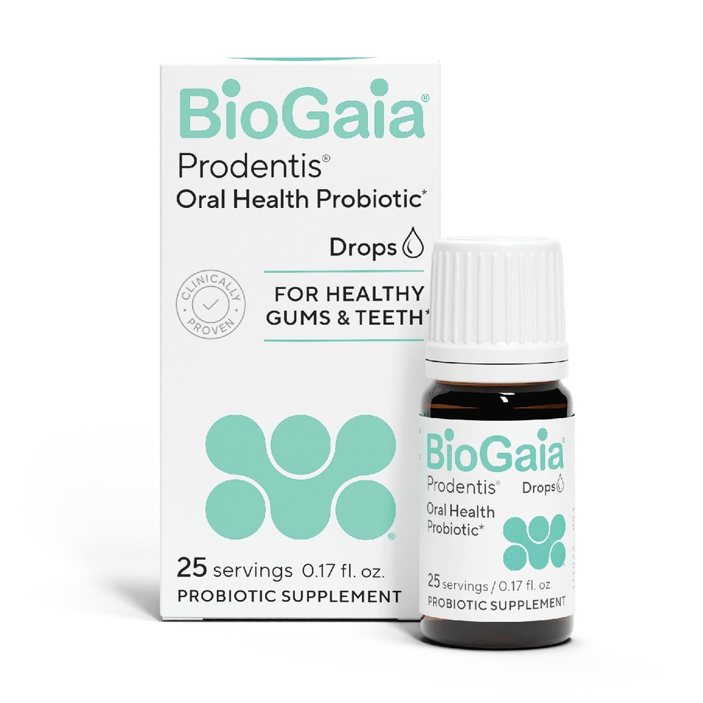 BioGaia Prodentis Silencio Dental Probiotic Drops ← Promueve Gums saludables " Teeth Silencio Defends Against Dental Problems ← Replenishes Oral Microbiome ← Mejora la Salud Oral TEN Desflavored TEN 25 Day Supply