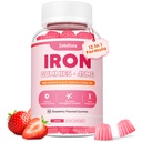 Suplemento de Hierro Vegano Gummies for Women ' Men, Anemia, Blood Builder & Energy Support for Iron Deficiency, con Vitamina C, A, B Complex, Folate, CoQ10, Sugar Free, Non-GMO, 60 Condes