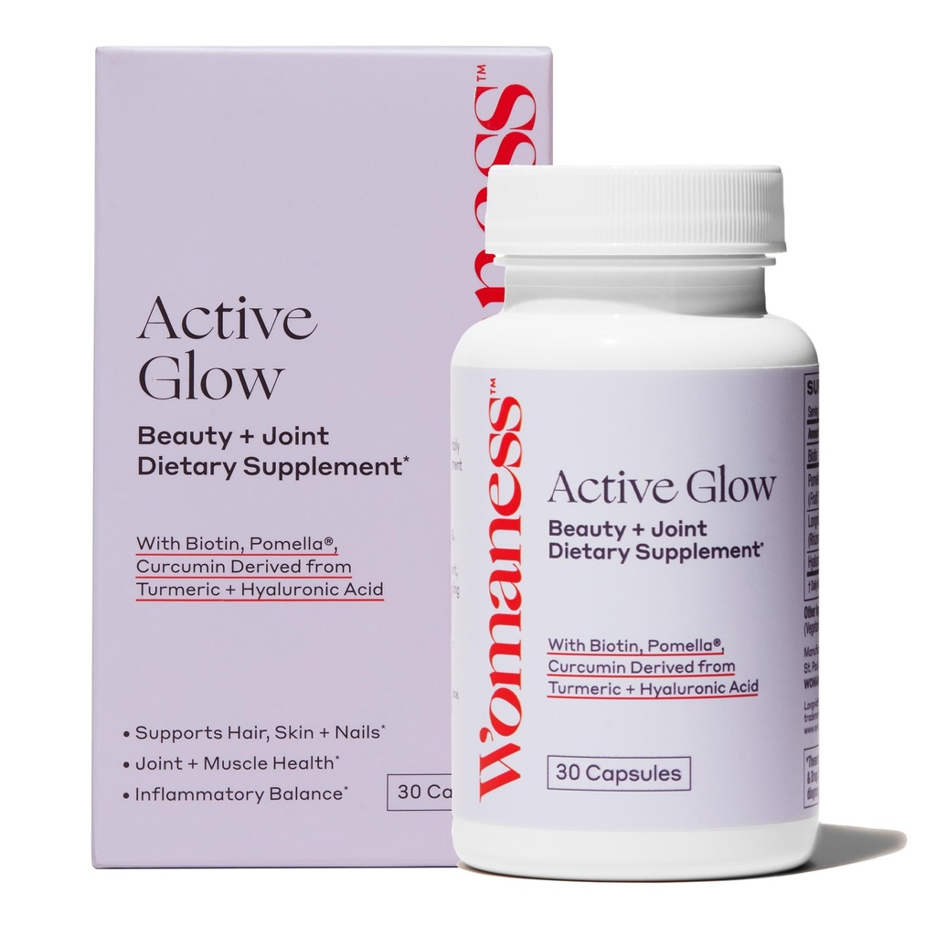 Esquí de pelo y uñas activas de la mujer - Biotina, Curcumina de Longvida y suplementos de ácido hialurónico para la salud conjunta, la piel seca y el cabello grueso (30 cápsulas)