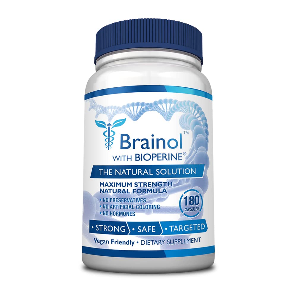 Brainol - La elección más inteligente para un cerebro Boosting Nootropic - Mejorar el rendimiento mental, el enfoque y la claridad - con DMAE, Huperzine A, BioPerine - Vegan-Friendly - 180 cápsulas - 3 meses de suministro