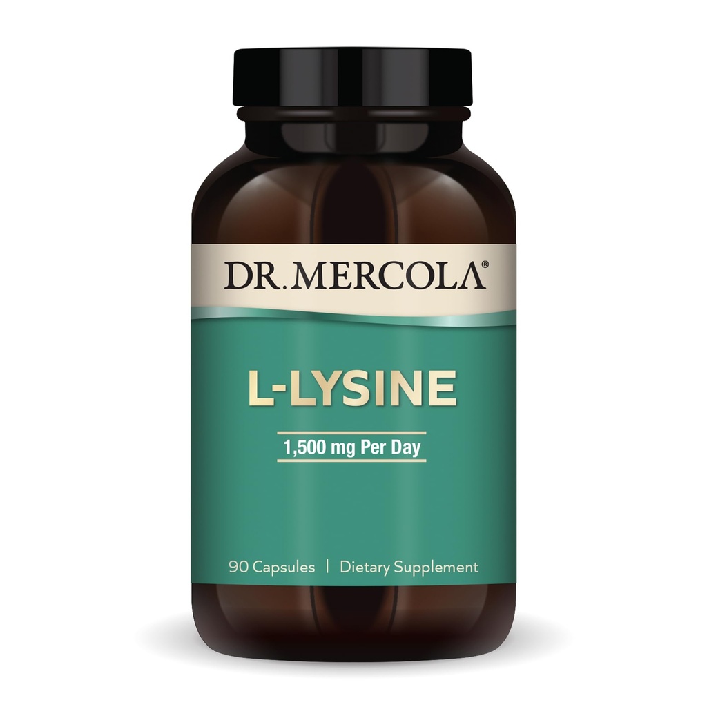 Dr. Mercola L-Lysine, 90 cápsulas 1500 mg L-Lysine, No GMO, Gluten Free, Soy Free