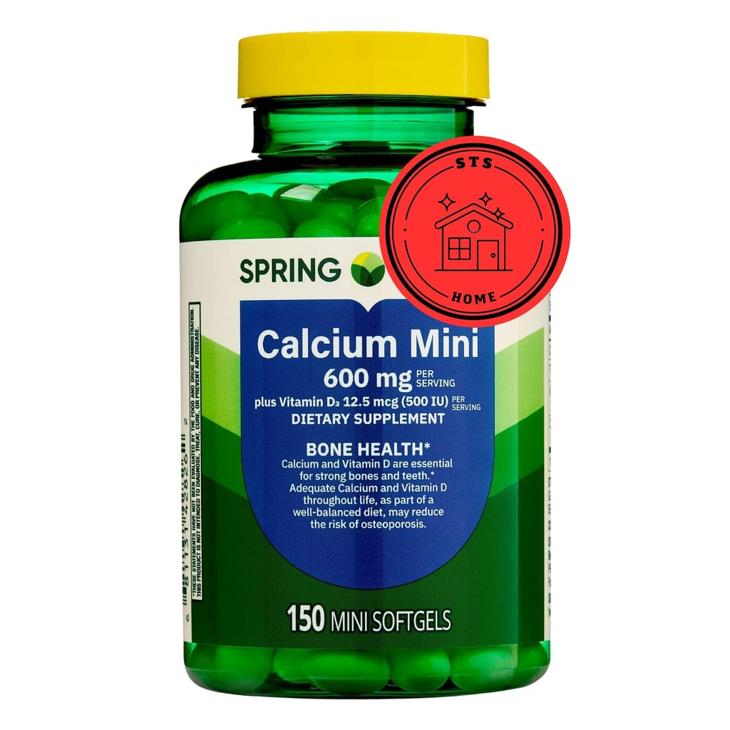 Spring Valley Calcium Plus Vitamina D3 150 Mini Softgels ← Calcium Suplemento TEN CaIcium mini softgels ANTE CaIcium 600 mg con Vitamin d3 TEN 150 Mini Softgels + STS Sticker