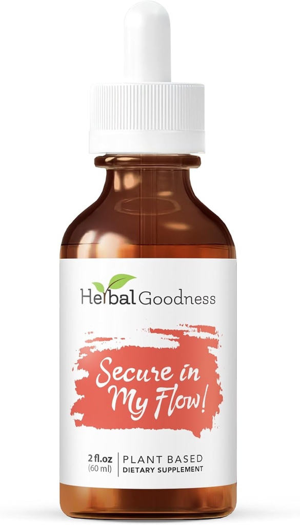 Herbal Goodness Seguro en Mi Flujo Silencioso Menstrual Support Suplementos TEN Slow Flow Menstrual Suplementos, Mood Support, Hormon Health, Aids Relaxation, Metabolic Support 2oz
