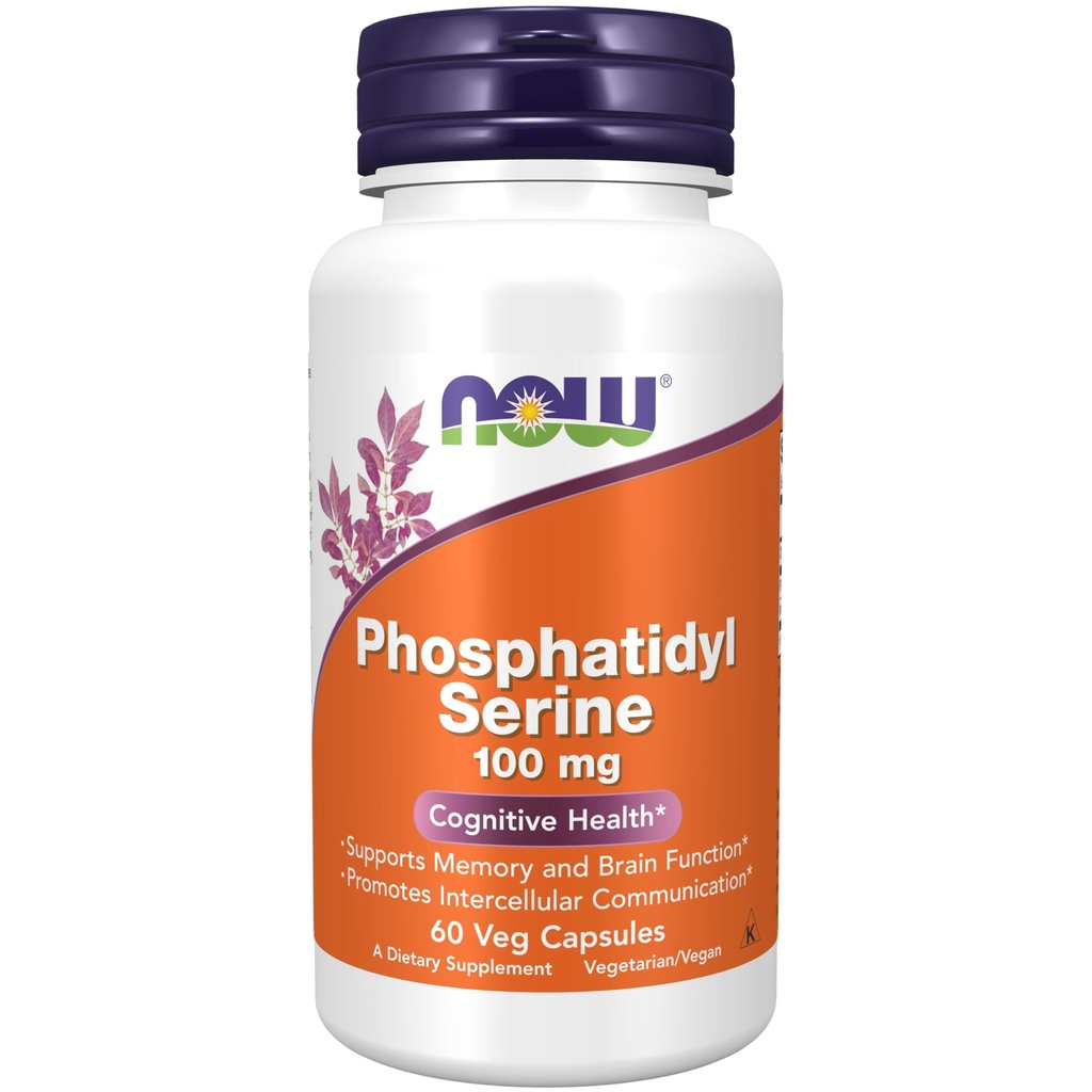 AHORA Suplementos de alimentos, Phosphatidyl Serine 100 mg con compuesto fosfolípido derivado de Soy Lecithin, 60 cápsulas de verduras