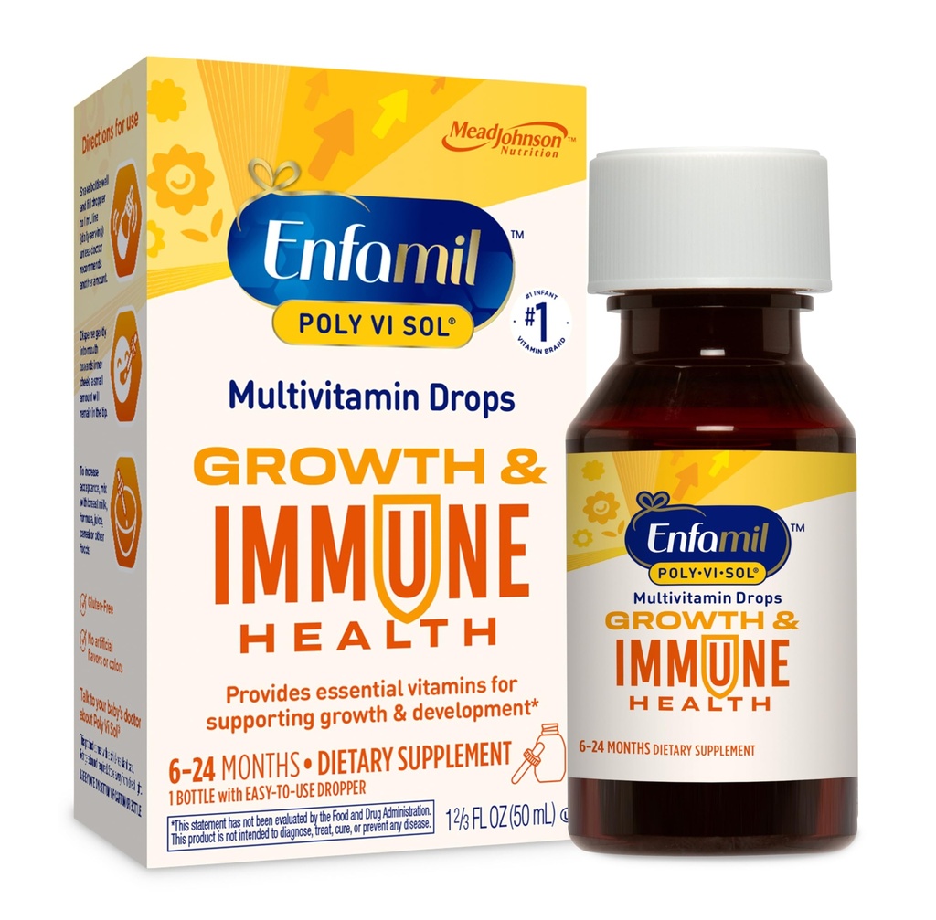 Enfamil Poly-Vi-Sol Liquid Multivitamin Drops, soporta el crecimiento &amp; Immune Health*, 50mL Bottle