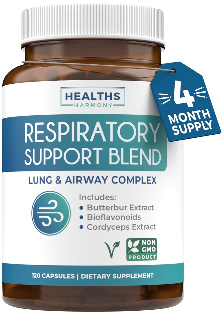 Respiratory Lung Health Supplement - Invigorating Lung Support Supplement Helps Support Clear Airways Mucus Removal and Seasonal or Year Round Detox - Vegan Herbal Non-GMO Formula (4 meses de suministro)