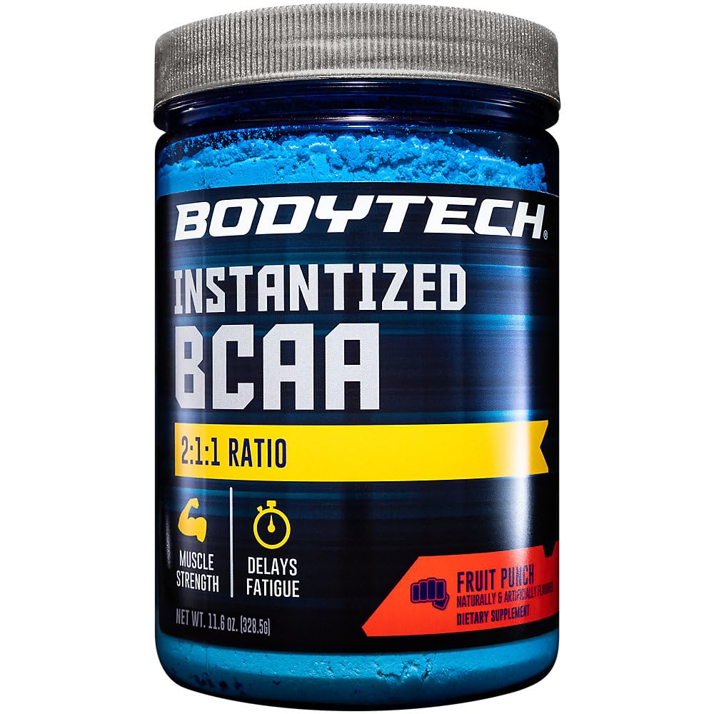 BodyTech BCAA Powder - Optimal 2:1 ratio - Supports Muscle Recovery, Strength &amp; Endurance - Fruit Punch (11.5 oz)