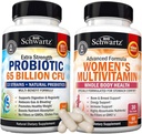 Multivitamina diaria para las mujeres capsules (1 mes de suministro) más 65 millones de dólares de suplemento probiótico diario CFU (1 mes de suministro)