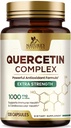 Quercetina Suplemento 1000mg - Soporte natural de base vegetal para Immune, Celular, respiratorio " Cambios estacionales - Extra Strength Quercetin Dihydrate de Sophora Japonica - 120 Veggie Capsules