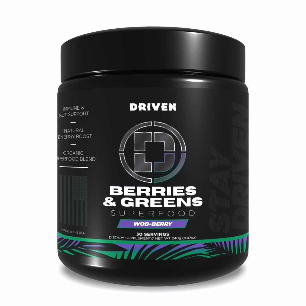 Conducir B células G Berries " Greens Superfood Powder, 30 Servings - Fórmula orgánica de base vegetal con probióticos " Enzimas digestivas -Apoyos recuperación, digestión saludable y función inmunitaria