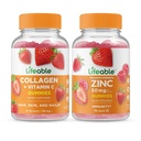 Lifeable Collagen &amp; Vitamina C + Zinc 50mg, Gummies Bundle - Gran Tasting, Suplemento de vitamina, Gluten Gratis, GMO Gratis, Chewable Gummy