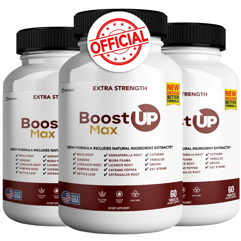 Boost Up Max Male Health Supplement – with Calcium, Zinc &amp; Proprietary Blend for Vitality & Strength, 180 Capsules (3 Pack)