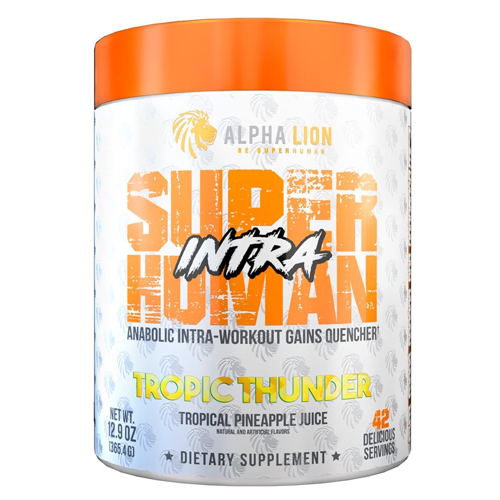 ALPHA LION Superhuman Intra Workout Powder for Men ' Women, Amino Acids Drink, Muscle Recovery Supplement, BCAA Powder, Electrolytes & Hydration Mix (42 Servings, Tropical Pineapple Juice Flavor)
