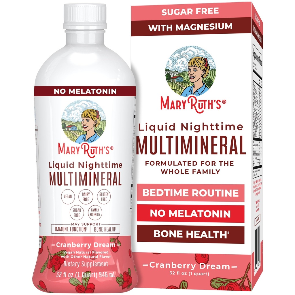 MaryRuth Organics Liquid Nighttime Multimineral Silencio No Melatonin Silencio Bedtime Routine Silencio Magnesium Citrate ← Calcium ← Zinc ← Vitamin D3 vidas Disponible en 4 Sabores Silencio Vegan Silencio Sugar Gratis ← Gluten Free ← 32 Oz