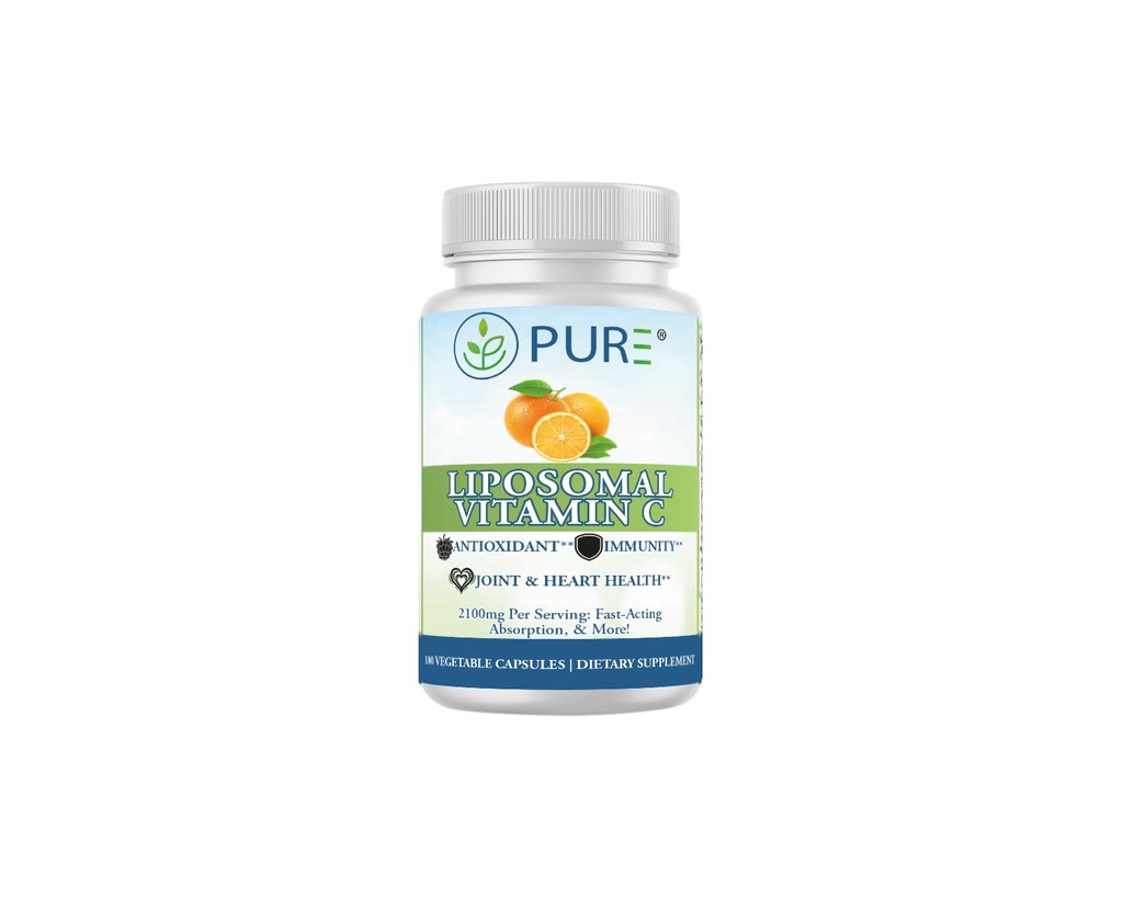 PURE Liposomal Vitamina C Capsules, 2100mg, Sunflower Lecithin, 180 Capsules, 60-Day Supply, Premium Wellness Supplement