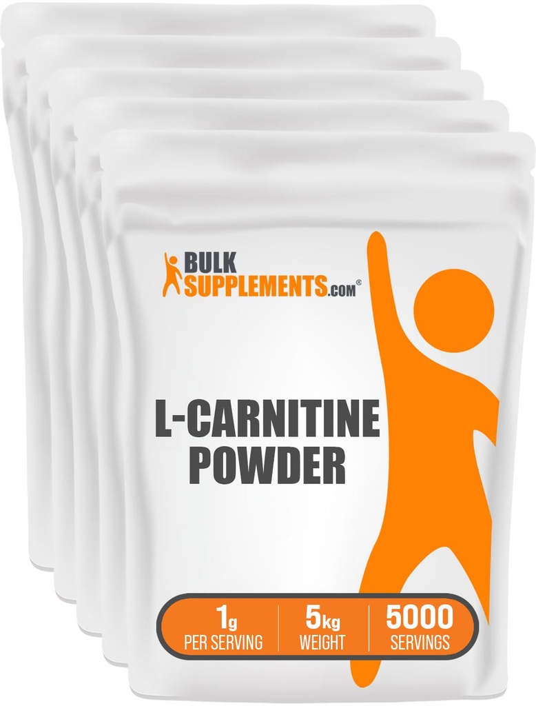 BulkSupplements.com L-Carnitine Powder - Carnitine Supplement, Amino Acid Supplement - Unflavored & Gluten Free, 1g per Serving, 1kg (Pack of 5) (11 lbs)