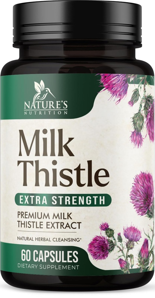 Milk Thistle Extract 1000mg - Liver Cleanse Detox &amp; Repair Formula with Dandelion Extract - Herbal Liver Supplement - Nature's Milk Thistle w/Silymarin Marianum, Supports Liver Health - 60 capsules