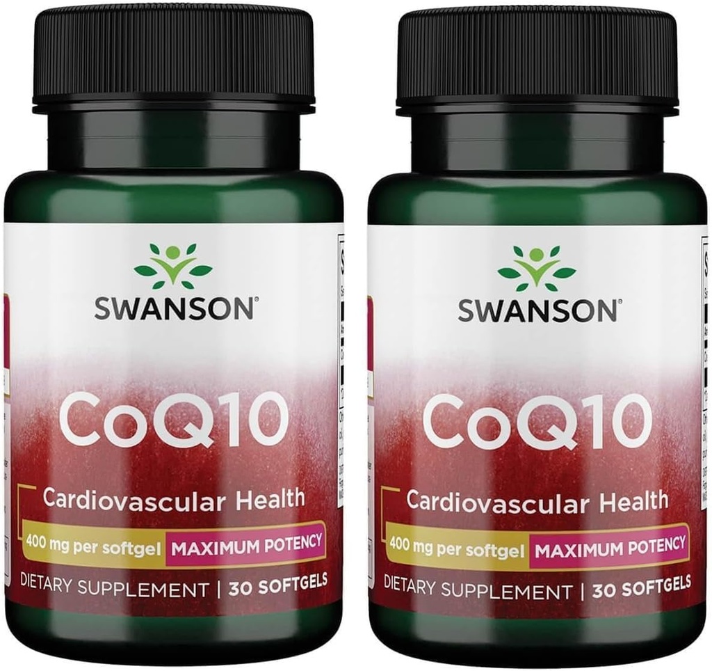 Swanson CoQ10 - Ayuda a promover la salud del corazón, el apoyo energético, " Ayuda al sistema cardiovascular general Salud - Ayuda a mantener la coenzima Q10 Suplemento - (30 Softgels, 400 mg cada uno)