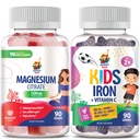 SUNNY SAM Iron Gummies for Kids &amp; Adults &amp; Magnesium Gummies for Adults - 500mg - Calm Magnesium Chews - Magnesium Citrate Chewable Supplement for Mood &amp; Muscle Support. Vitaminas de hierro con vitamina C.