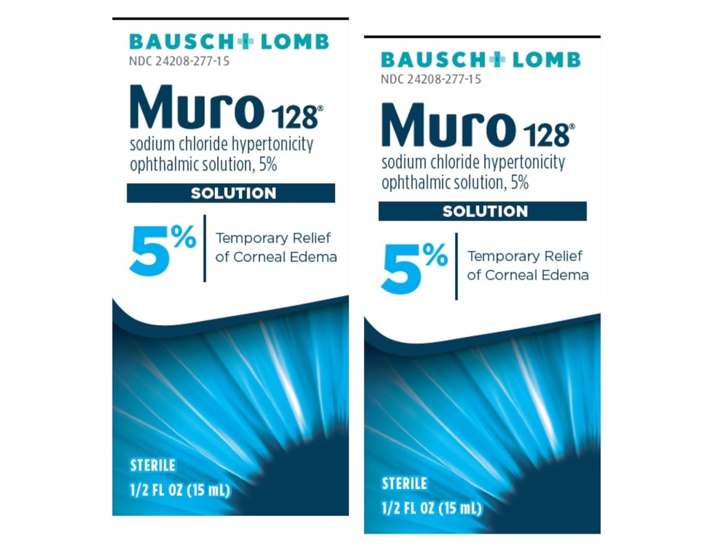 Muro 128 Solution – Sodium Chloride Hypertonicity Ophthalmic Solution 5%, Temporary Relief of Corneal Edema, 0.5 fl oz (15 mL) (Pack of 2)