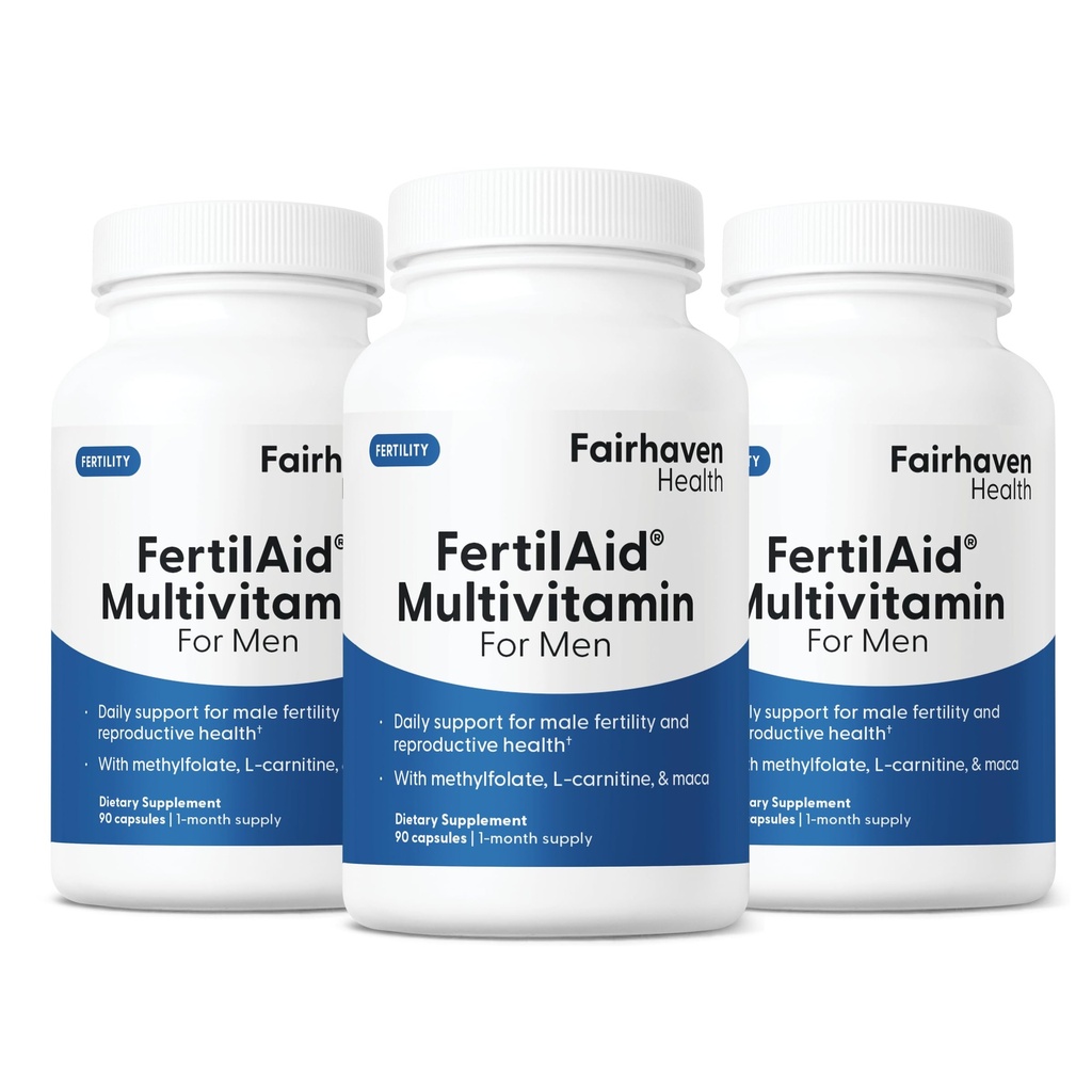 Fairhaven Health 3 Month Supply FertilAid for Men Prenatal Male Fertility Supplement ← Conteo y Motilidad Soporte Pre Concepción para Él ← Apoyo a la Fertilidad Incluye, Zinc y Folate