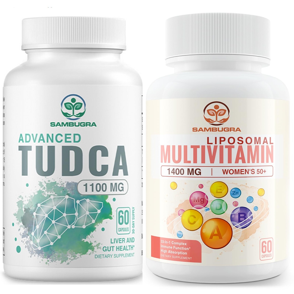 TUDCA Suplementos 1100mg y Suplemento Multivitamina Liposomal 33-in-1, Suplemento de Alta Biodisponibilidad, Apoyo Integral a la Salud (Pack of 2)