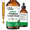 Wild &amp; Organic Stinging Nettle Tincture - Stinginging Nettle Root Extract Drops for Men &amp; Women - Liquid Urtica Dioica Supplement - Vegan, Sugar &amp; Alcohol-Free - 4 fl oz