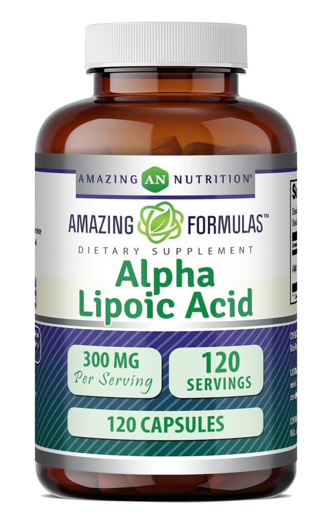 Amazing Formulas Alpha Lipoic Acid 300 Mg Capsules Suplemento ← Non-GMO TENIDO Gluten Free ← Made in USA (120)