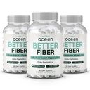 Organics Ocean Better Fiber - Suplemento diario de fibra - Soften Stool for Effortless Bowel Movements - con Psyllium Hulk y Slippery Elm - 3 Botellas