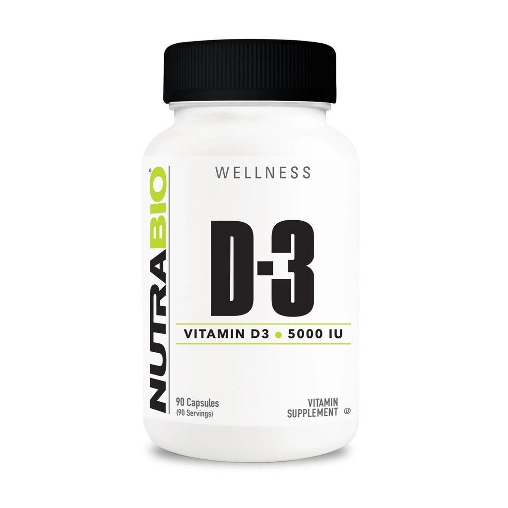 NutraBio Vitamina D (5000 UI), Immune Support - 90 cápsulas vegetales