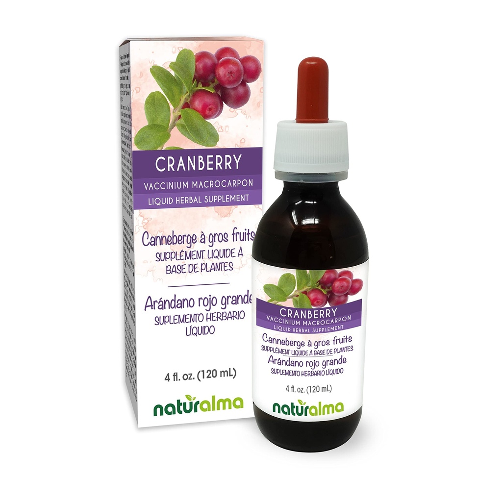 Naturalma Cranberry (Vaccinium macrocarpon o Oxycoccus macrocarpos) Fruta Alcohol-Free Tintura - 4 fl oz Liquid Extract in Drops - Herbal Supplement - Vegan