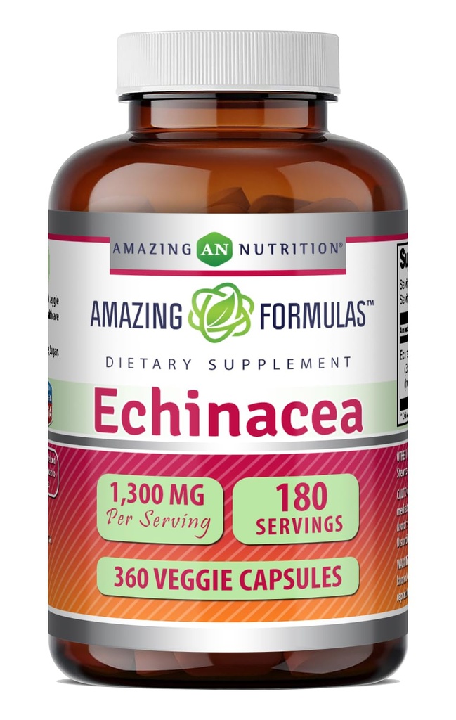 Fórmulas increíbles Echinacea ← 1300 Mg Por Serving ← 360 Veggie Capsules ← Non-GMO TEN Gluten Free TEN Made in USA