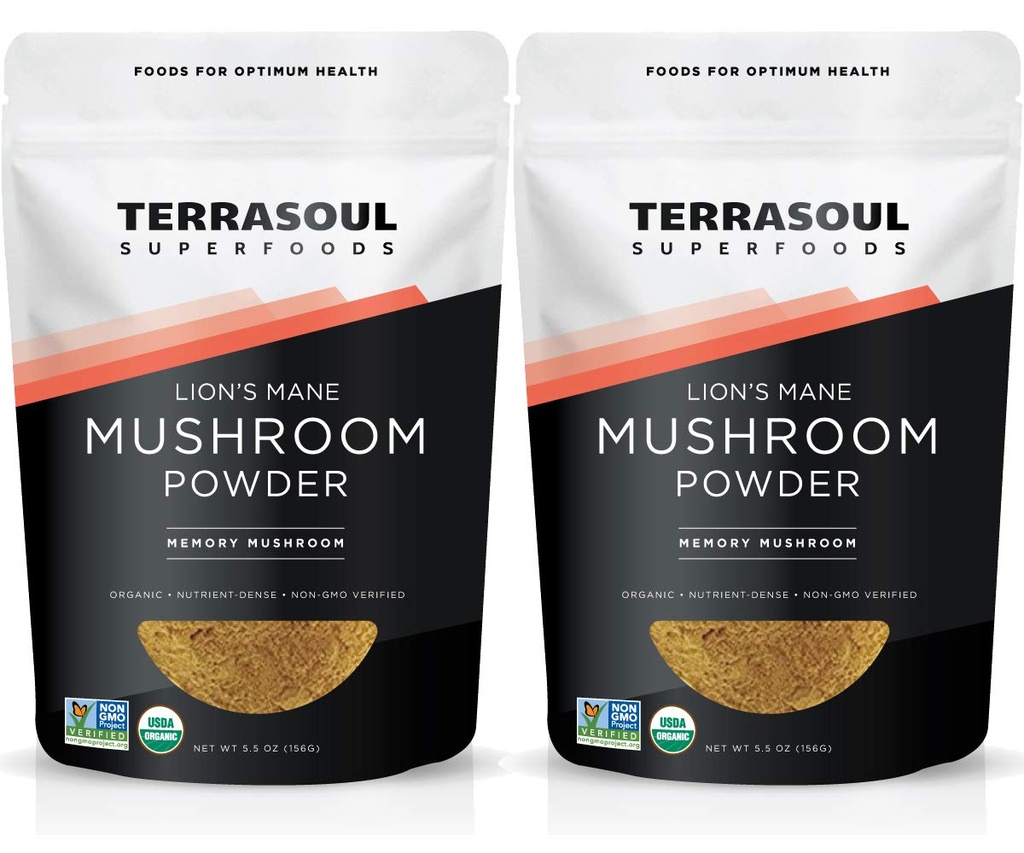 Terrasoul Superfoods Mane Mushroom de León Orgánico Polvo (4:1 Extracto), 11 onzas