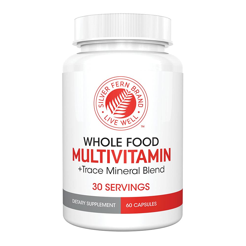 Silver Fern Whole Food Daily Multi Vitamina w/Trace Mineral Blend Suplemento - 1 Botella - 60 Vegicaps - 30 Day Supply - Natural, Non-GMO, Vegan, Hombres &amp; Mujer Multivitamin Zero Synthetics