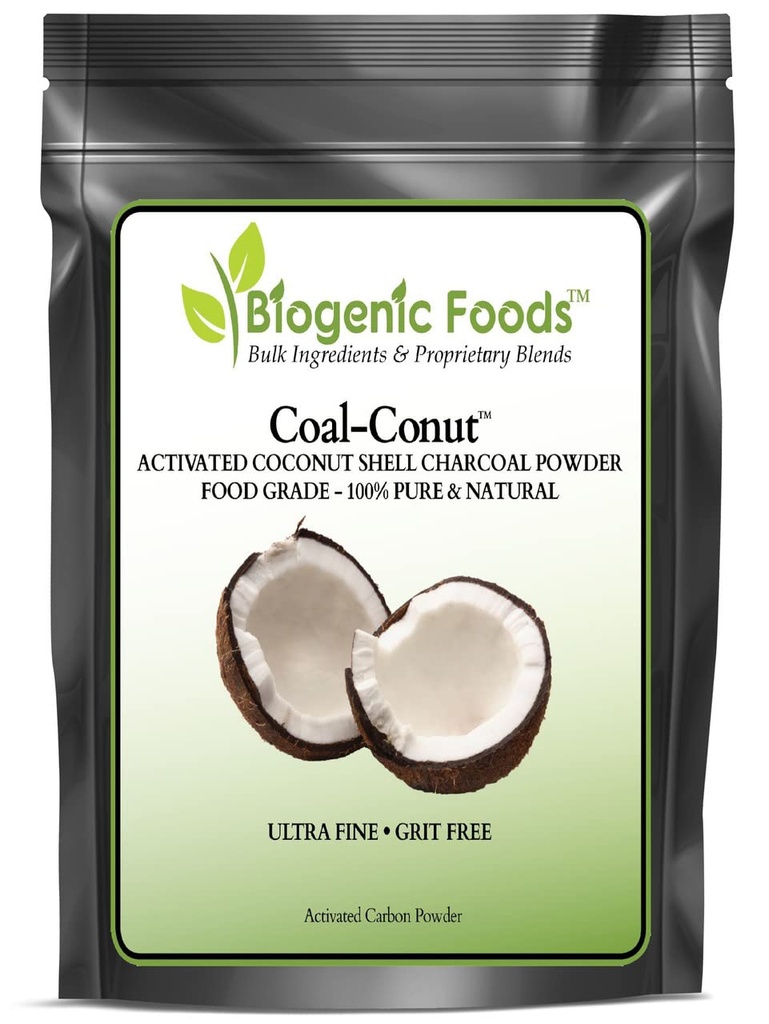 Coal-ConutTM - Carbón de coco activado Carbón fino Husk Alimentos Grado Polvo (Ultra-Fine) - Uso orgánico Aprobado